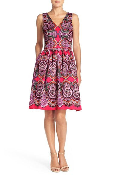 Print Sateen Fit & Flare Dress - Shop By Instagram App Demo