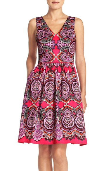 Print Sateen Fit & Flare Dress - Shop By Instagram App Demo